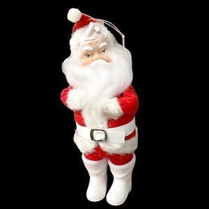 1950's Vintage Santa Claus Doll Vinyl Face Santa Ornament